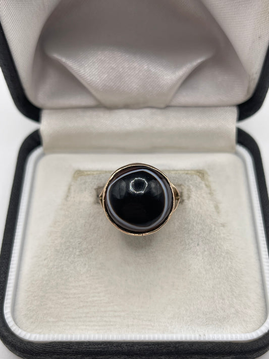 9ct rose gold bullseye agate ring
