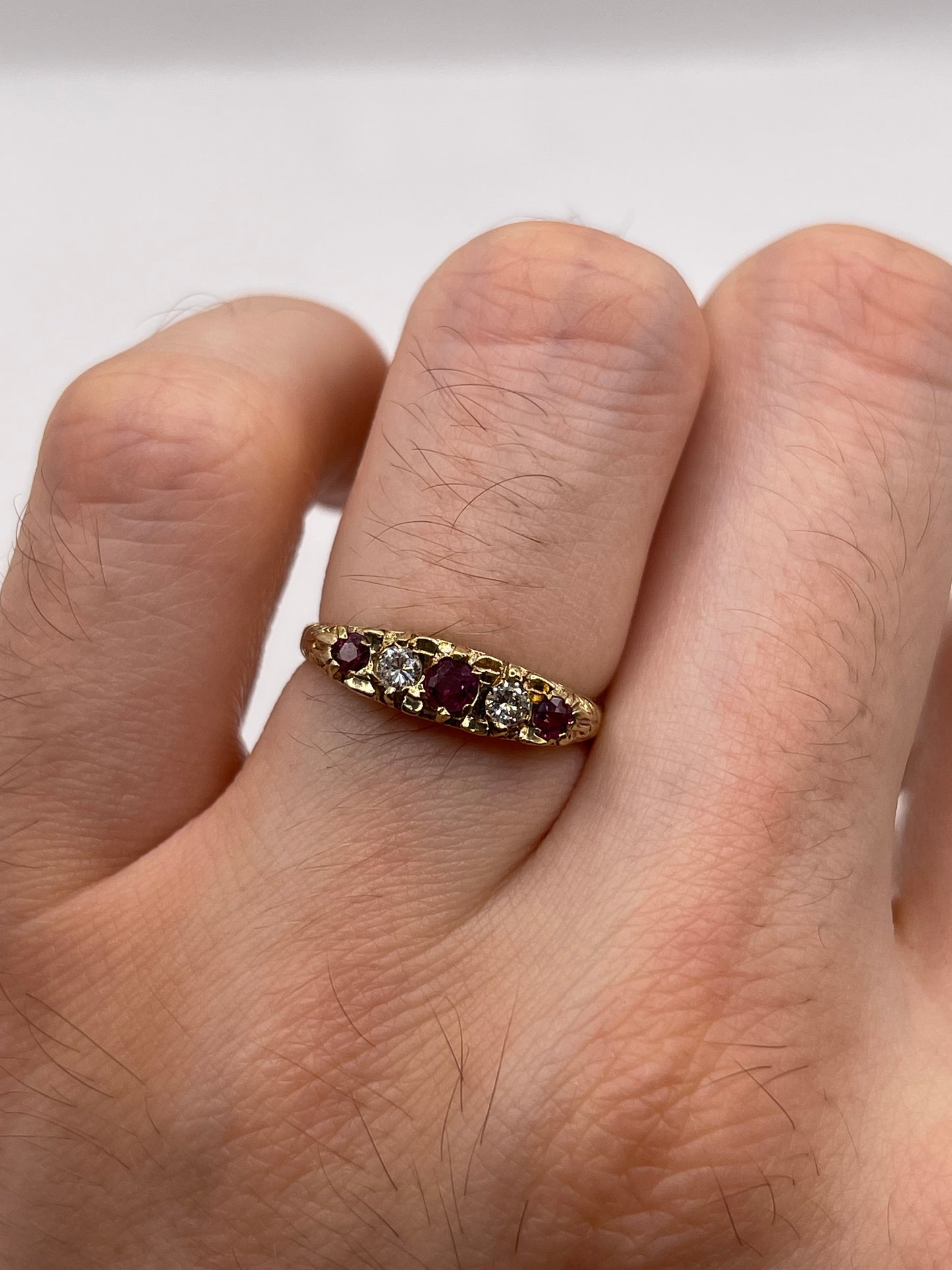 9ct gold ruby and diamond ring