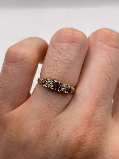 9ct gold ruby and diamond ring