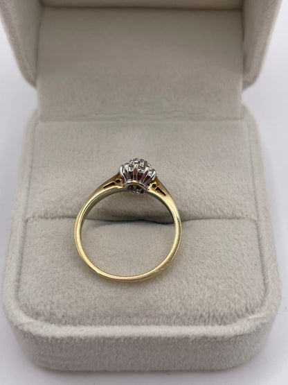 9ct gold ruby and diamond ring