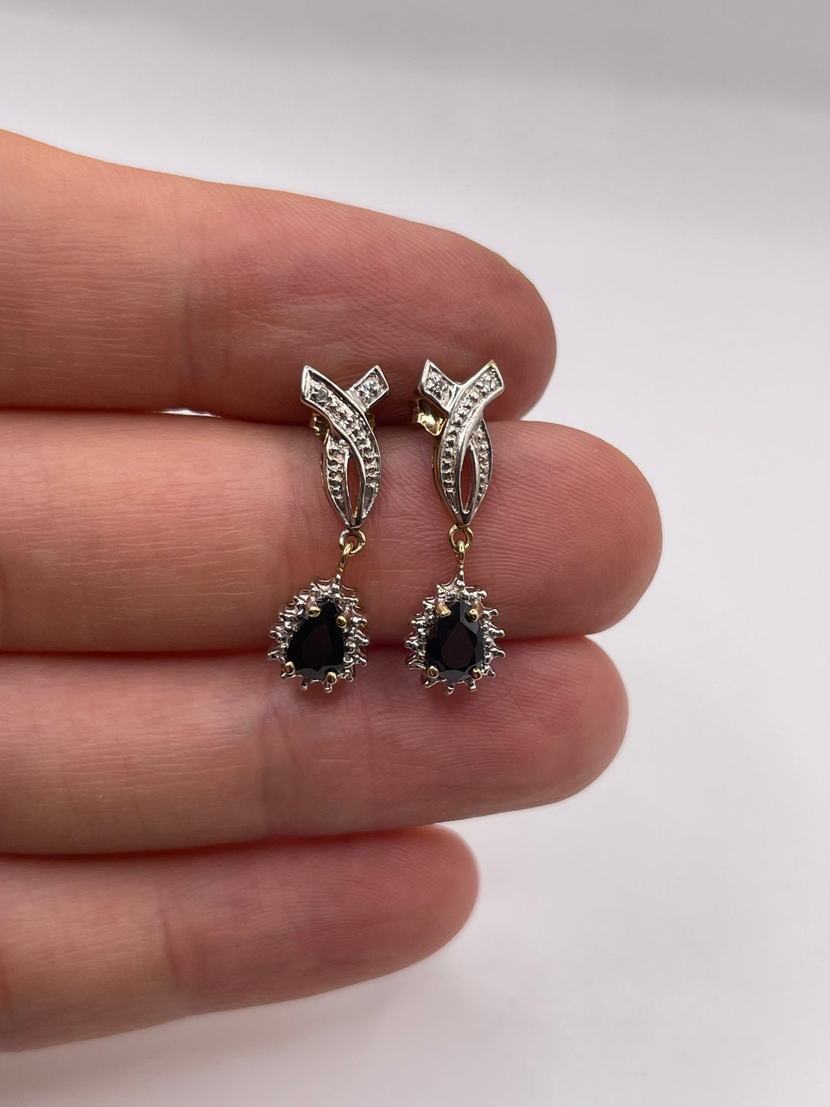 9ct gold sapphire and diamond earrings