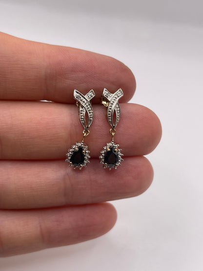 9ct gold sapphire and diamond earrings