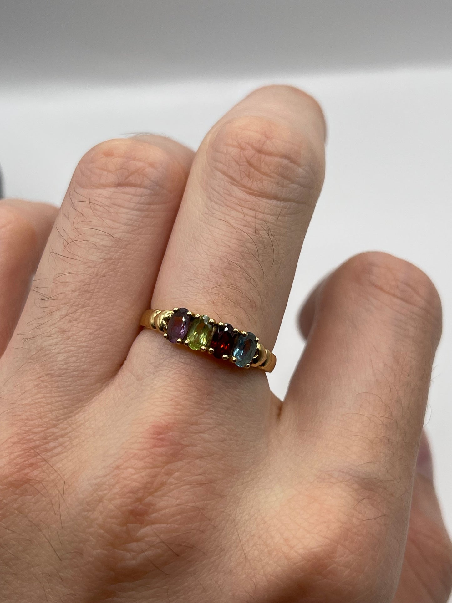 14ct gold multi gemstone ring