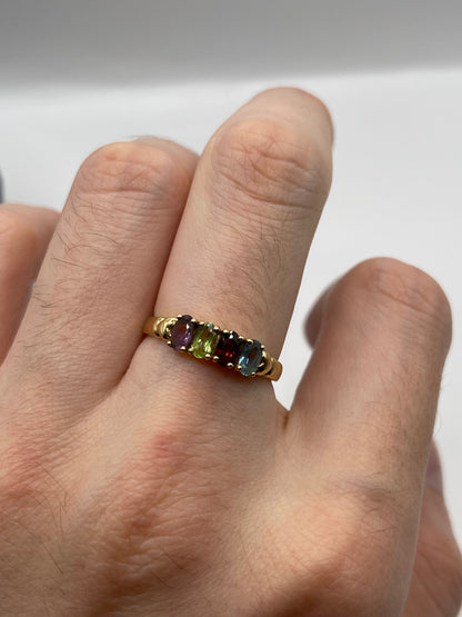 14ct gold multi gemstone ring