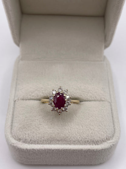 9ct gold ruby and diamond ring