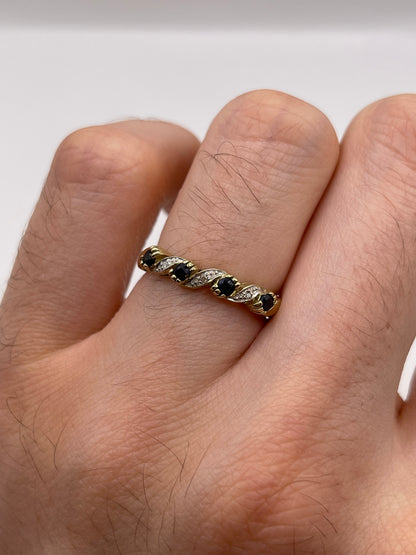 9ct gold sapphire and diamond ring