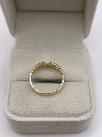 9ct gold pearl and diamond gypsy ring