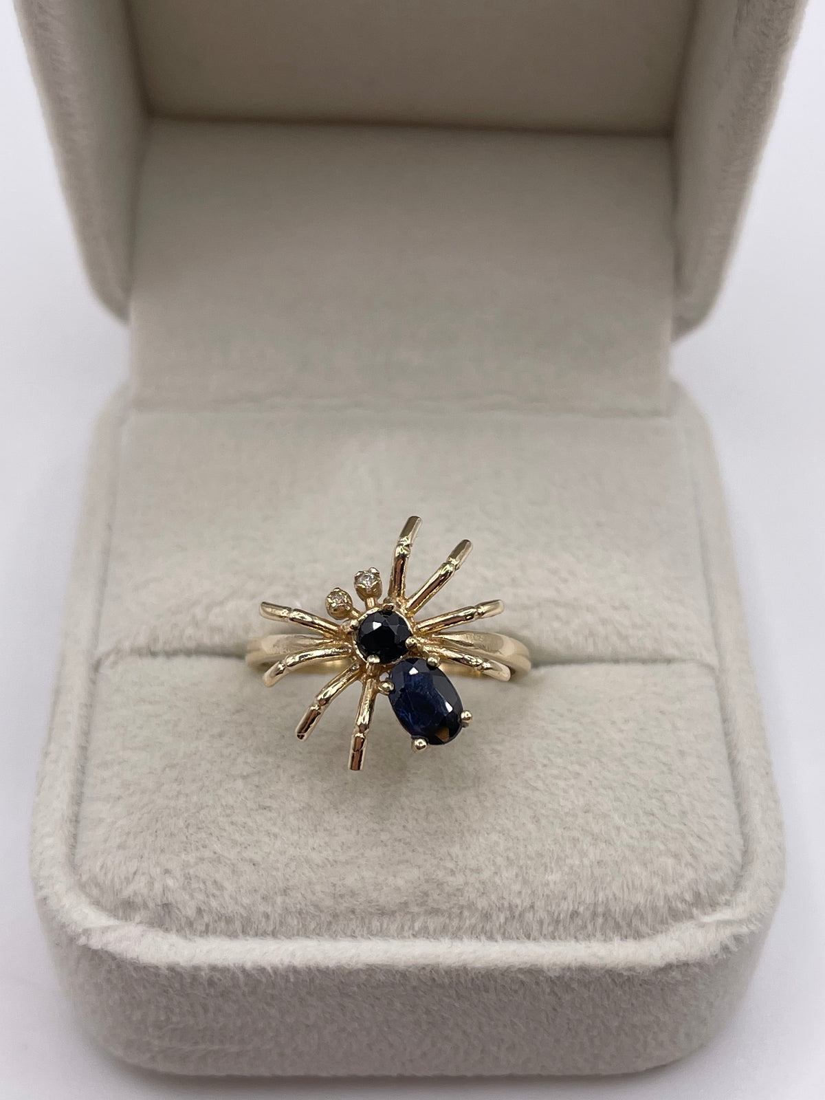 9ct gold sapphire and diamond spider ring