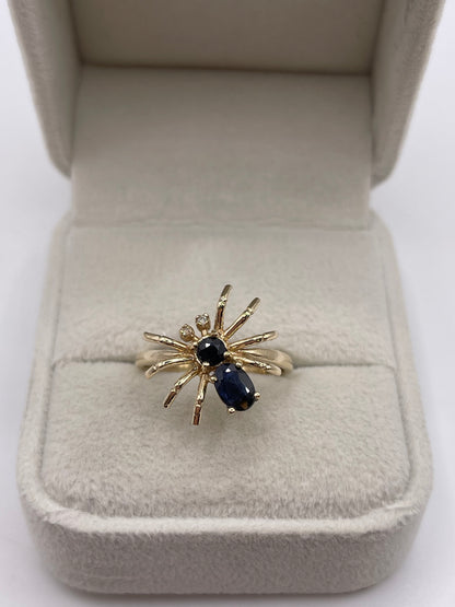 9ct gold sapphire and diamond spider ring