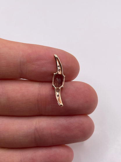 9ct rose gold quartz and diamond pendant