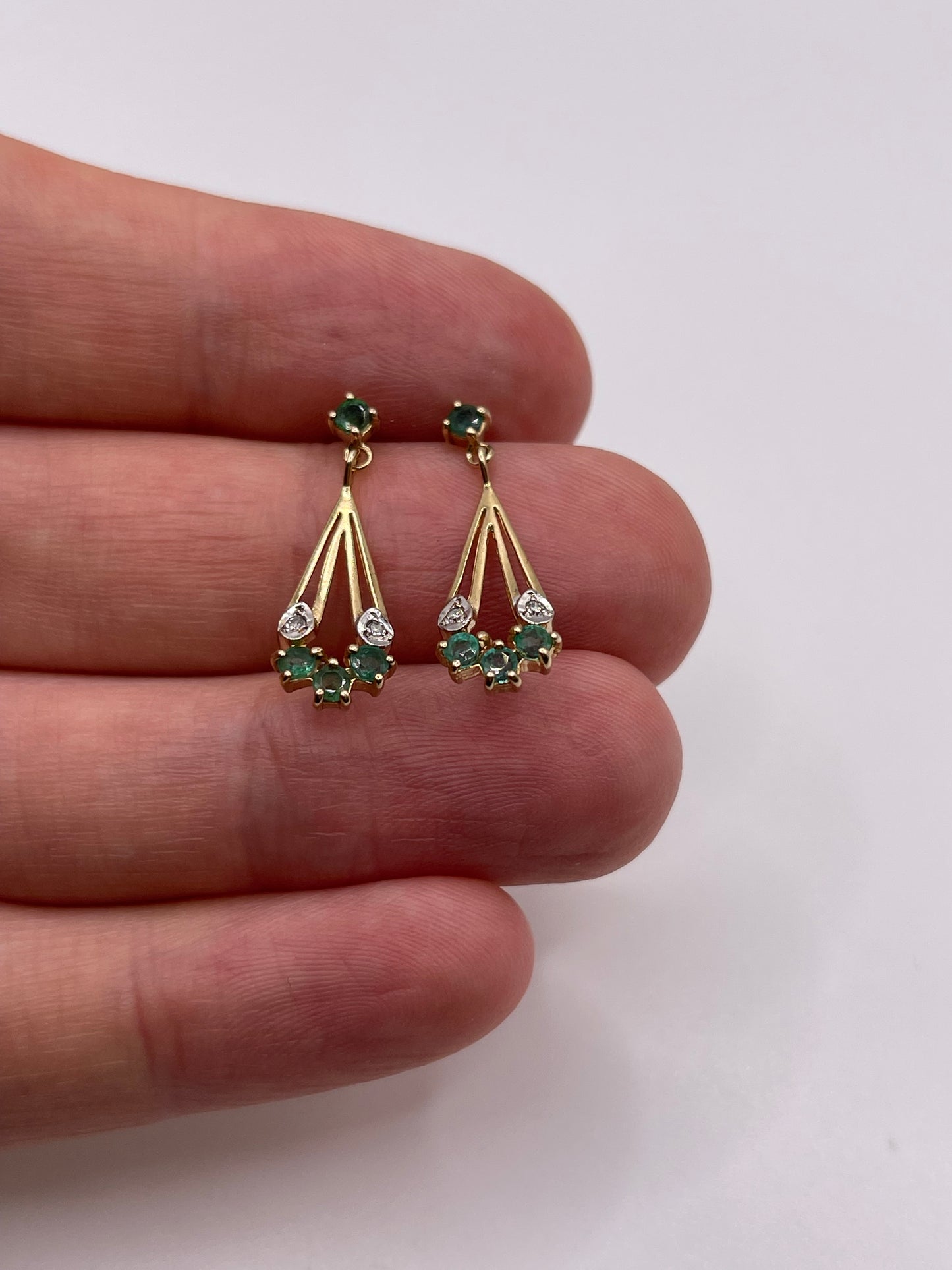 9ct gold emerald and diamond earrings