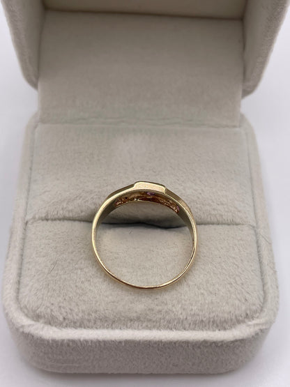 9ct gold ruby and diamond gypsy ring