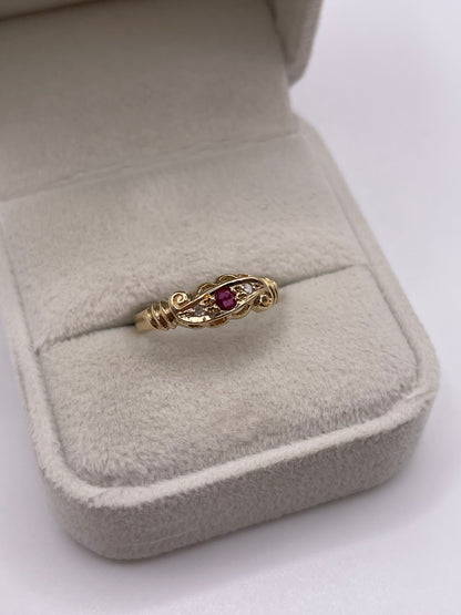 9ct gold ruby and diamond ring