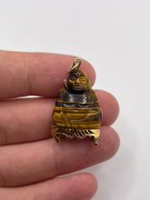 Load image into Gallery viewer, 9ct gold tigers eye Buddha pendant
