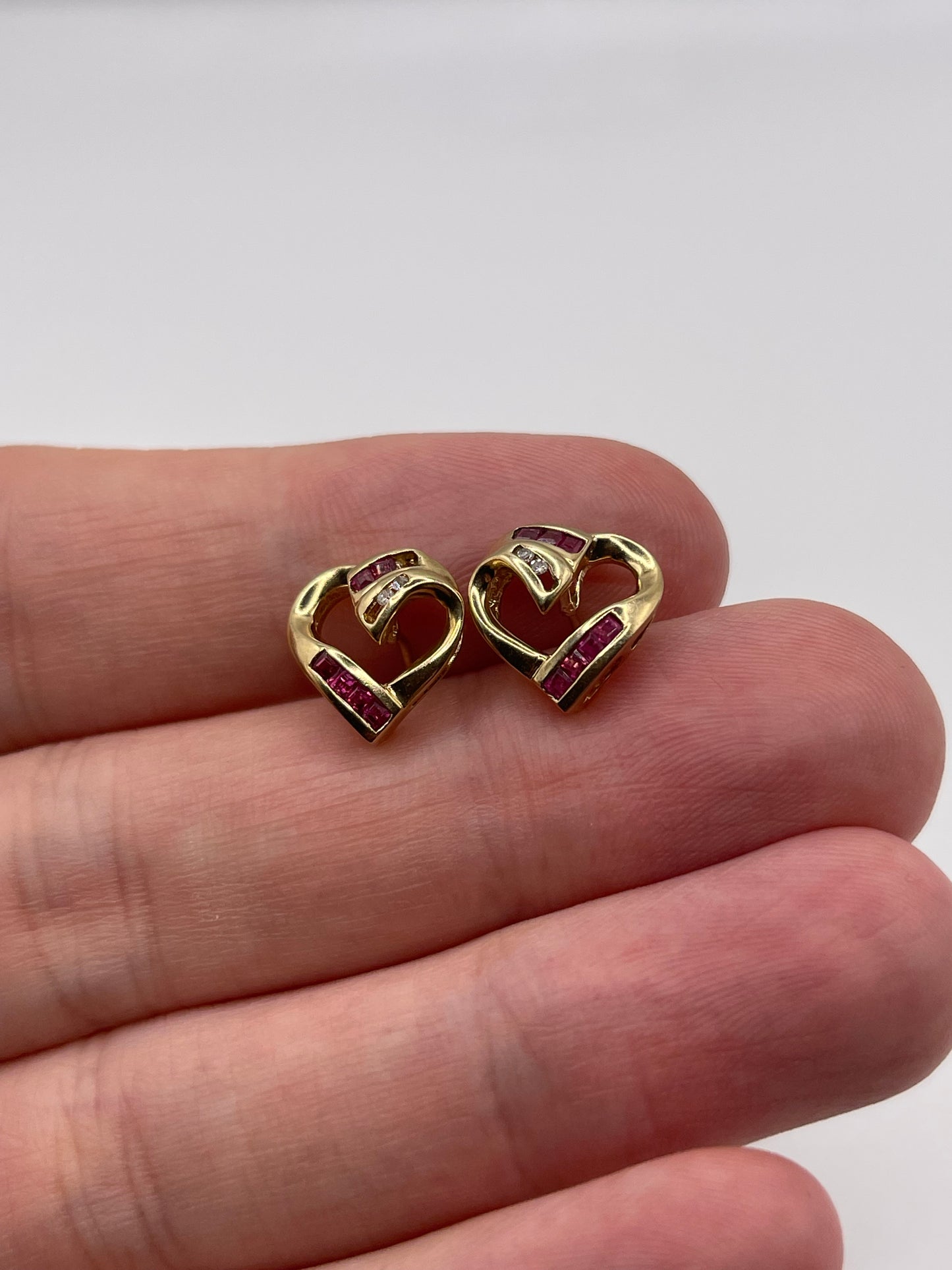 9ct gold ruby and diamond earrings