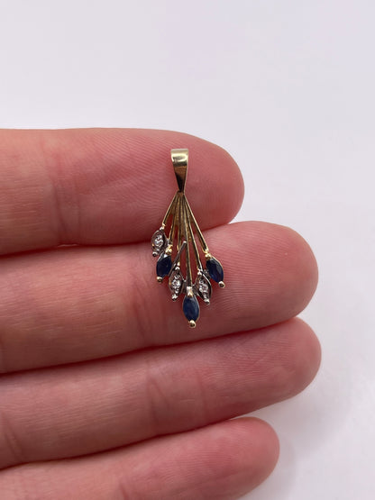 9ct gold sapphire and diamond pendant