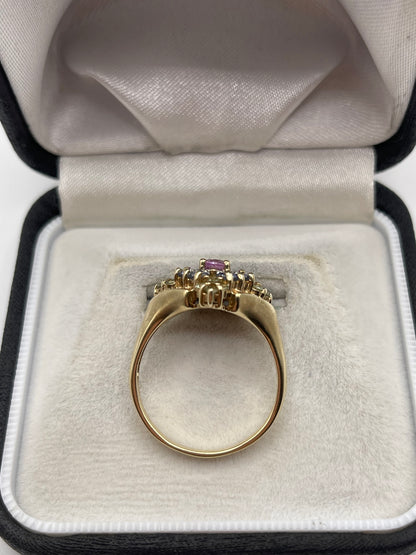 9ct gold sapphire and diamond cluster ring