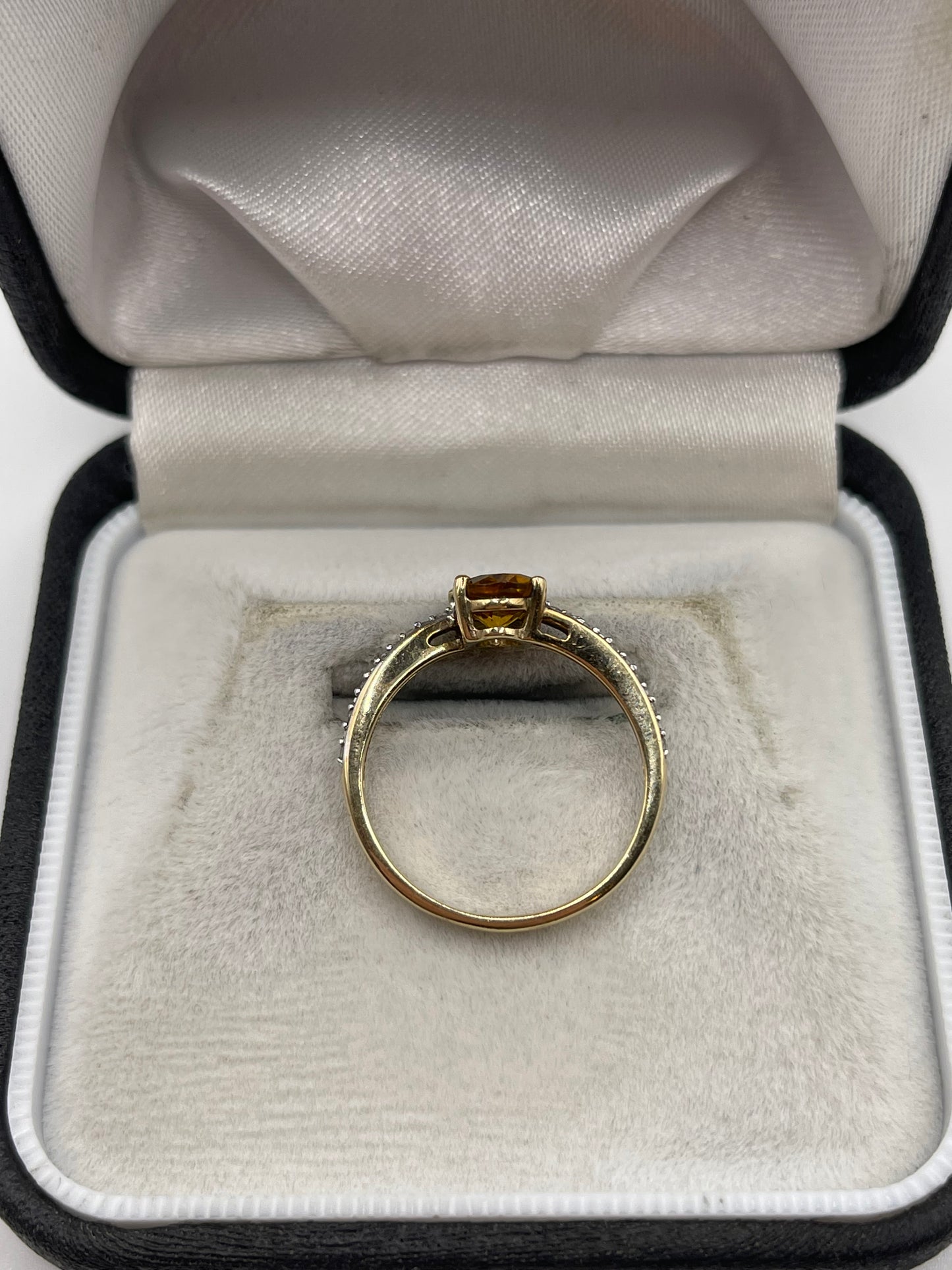9ct gold citrine and zircon ring