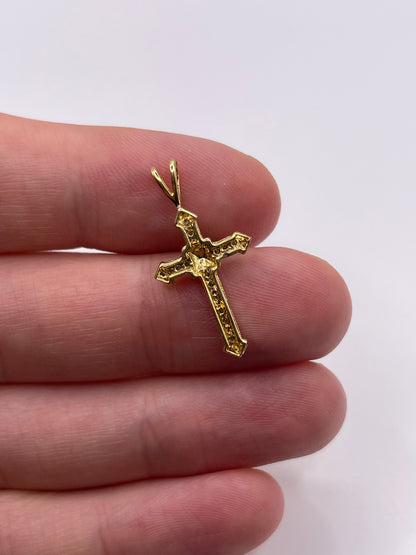 9ct gold diamond cross pendant