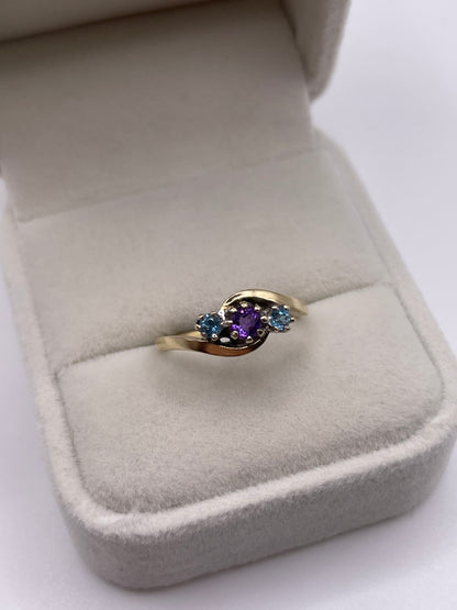 9ct gold amethyst and topaz ring