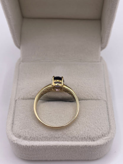 9ct gokd iolite and diamond ring