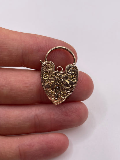 9ct rose gold engraved padlock 9