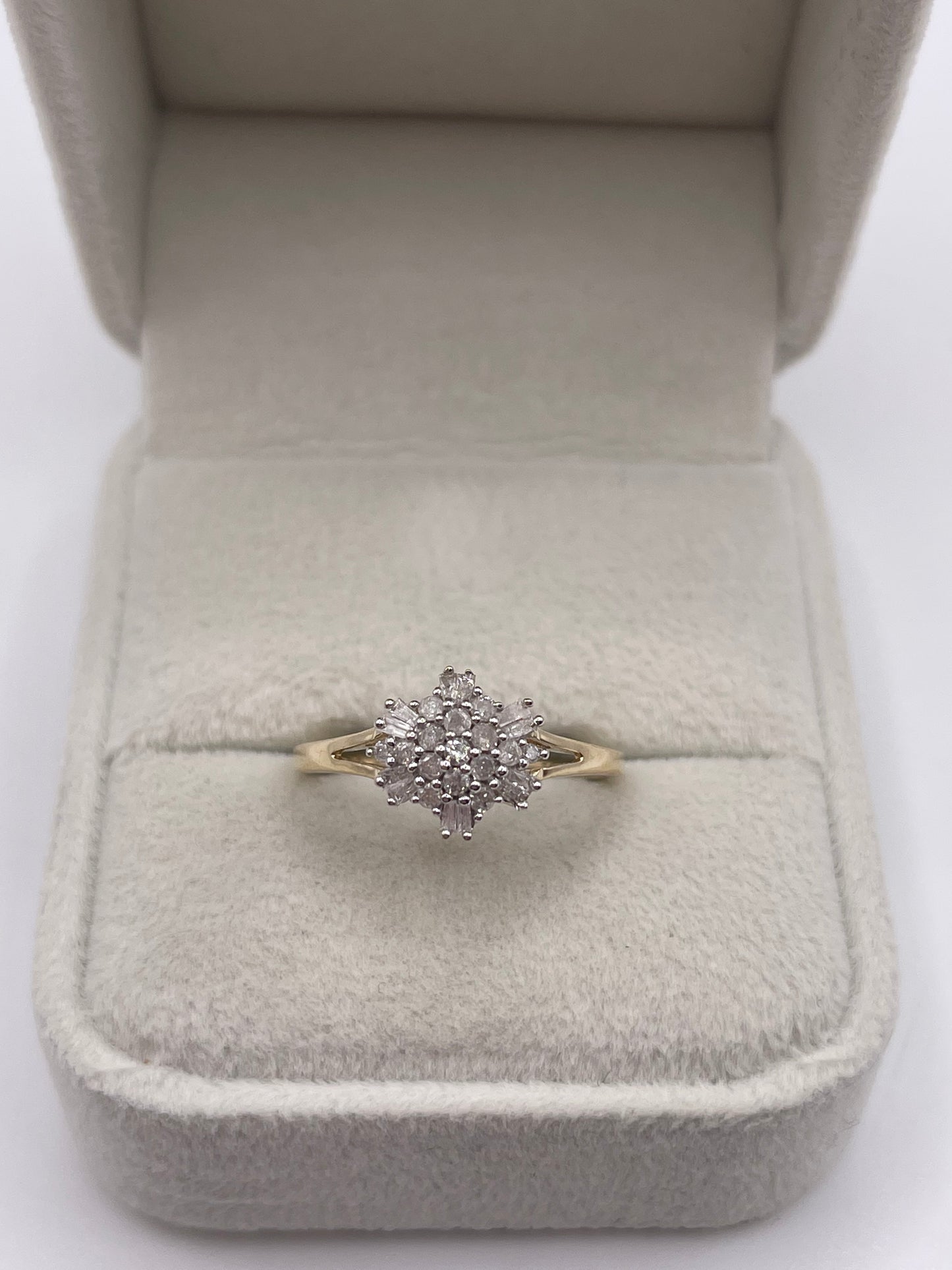 9ct gold diamond cluster ring