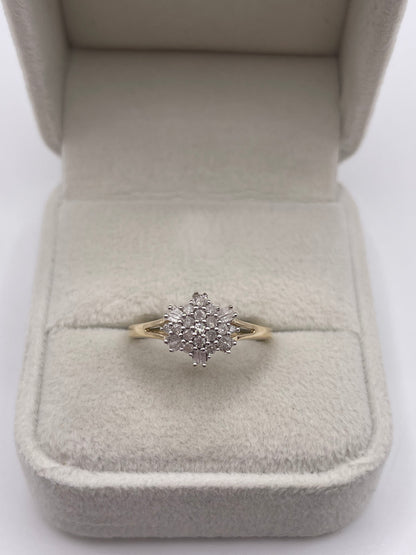 9ct gold diamond cluster ring