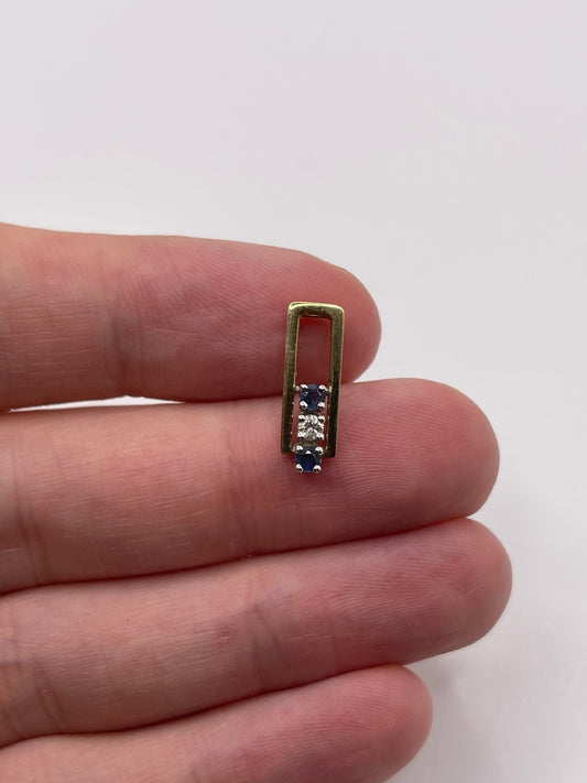 9ct gold sapphire and diamond pendant