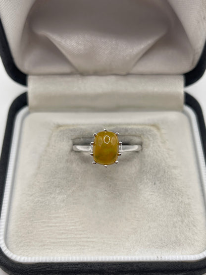 9ct white gold opal ring