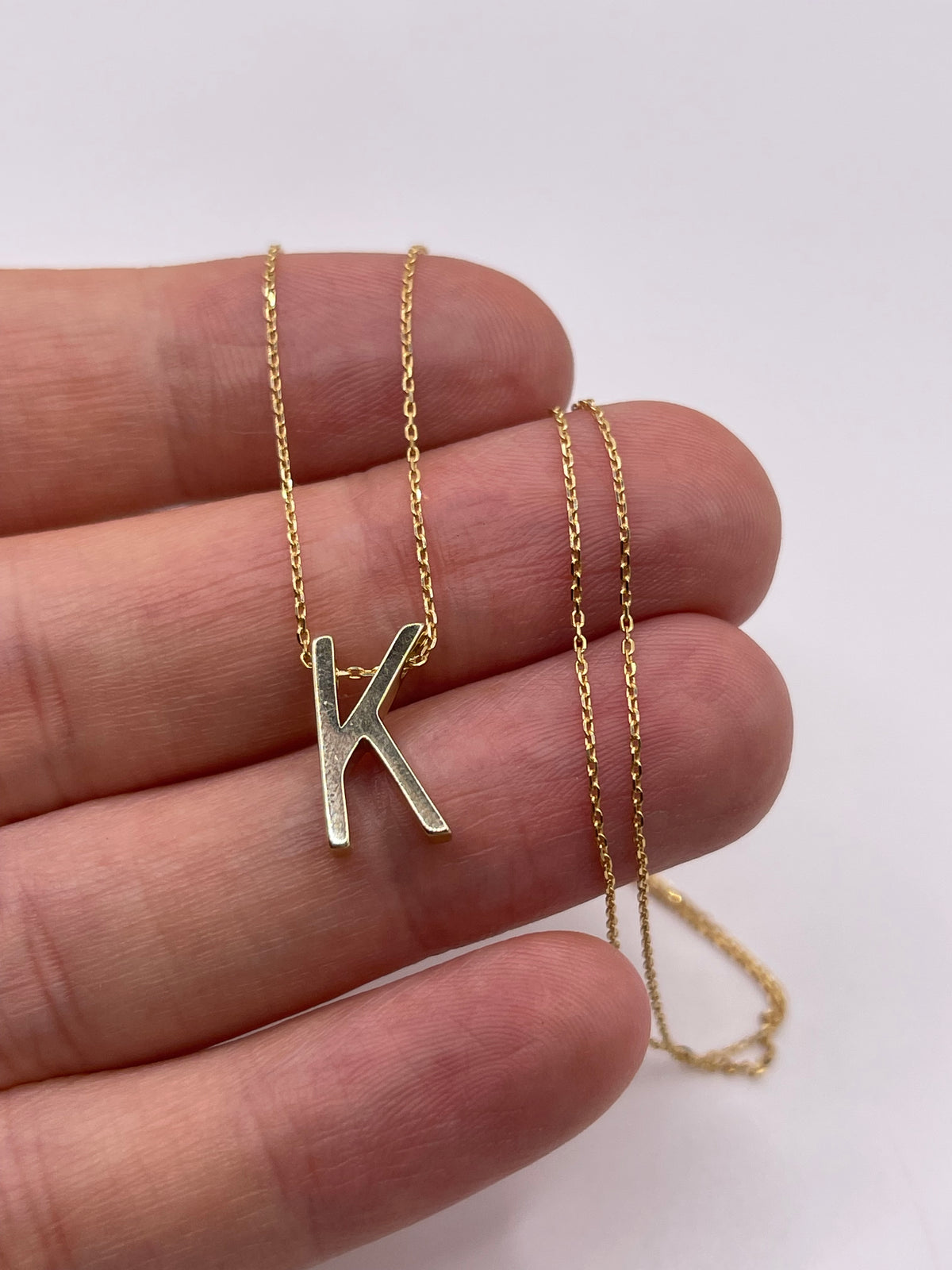 9ct gold initial K necklace