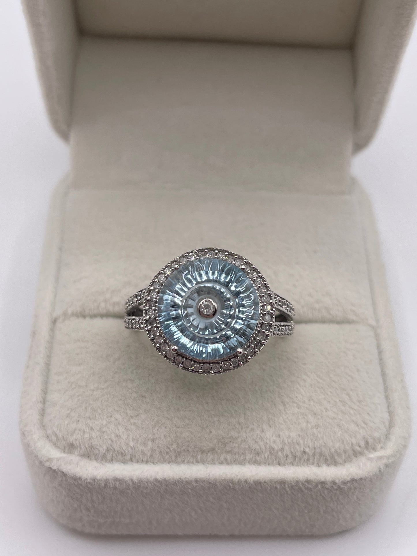 Glenn Lehrer 9ct white gold topaz and diamond ring