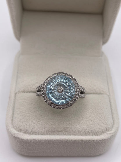 Glenn Lehrer 9ct white gold topaz and diamond ring