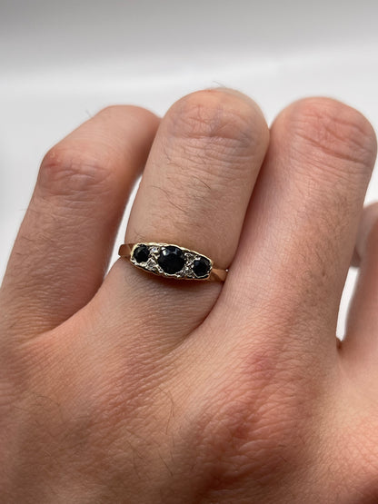 9ct gold sapphire and diamond ring
