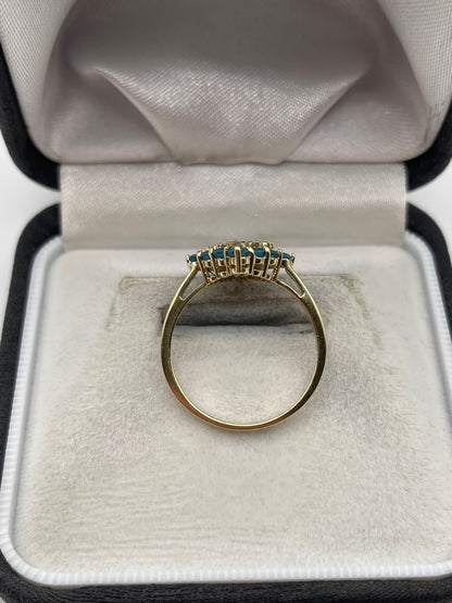 9ct gold blue apatite and diamond ring