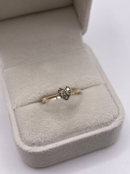 9ct gold diamond heart ring