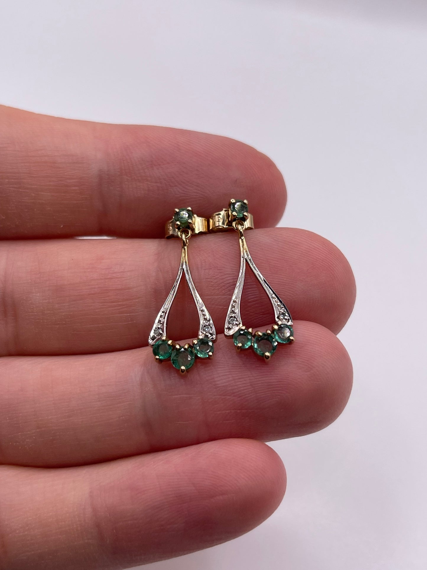 9ct gold emerald and diamond earrings