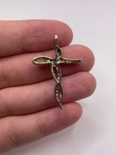 Load image into Gallery viewer, 9ct gold diamond cross pendant
