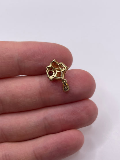 9ct gold citrine, garnet and diamond pendant