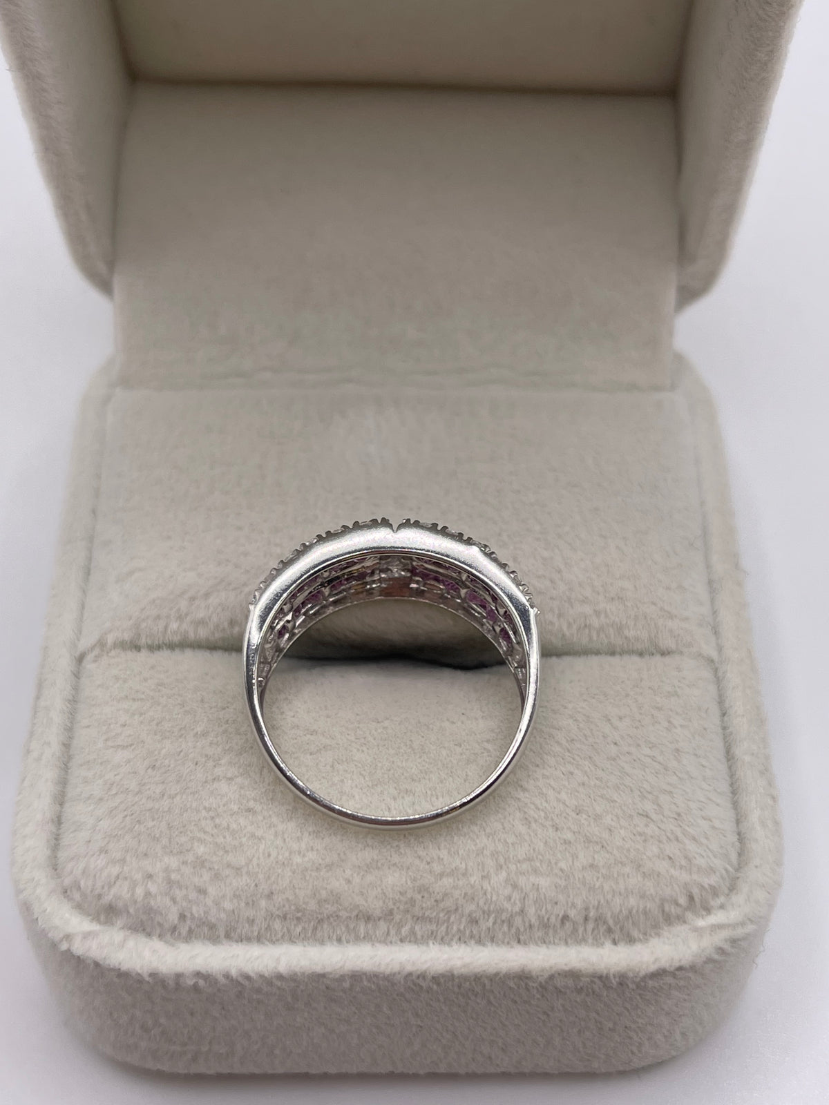 9ct white gold pink sapphire and diamond ring