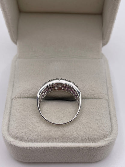 9ct white gold pink sapphire and diamond ring