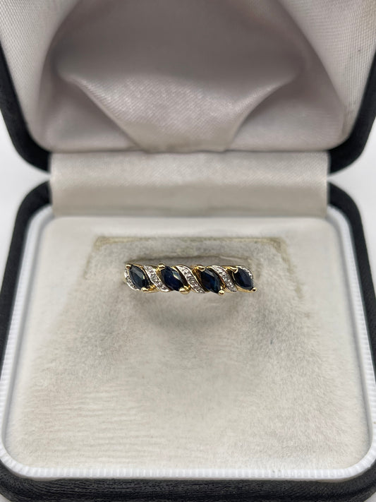 9ct gold sapphire and diamond ring
