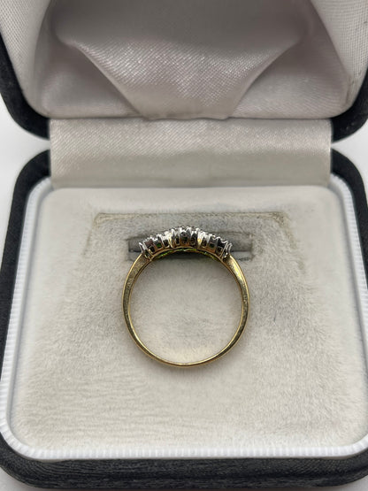 9ct gold diopside and diamond ring