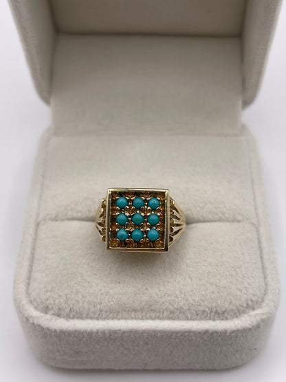 9ct gold turquoise signet ring