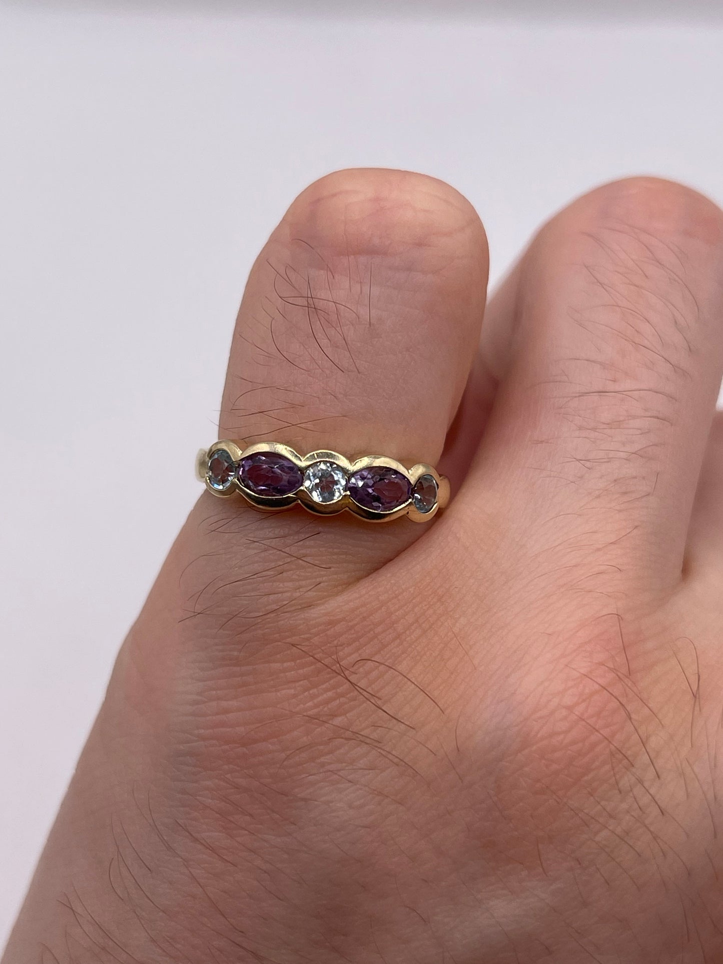 9ct gold amethyst and topaz ring