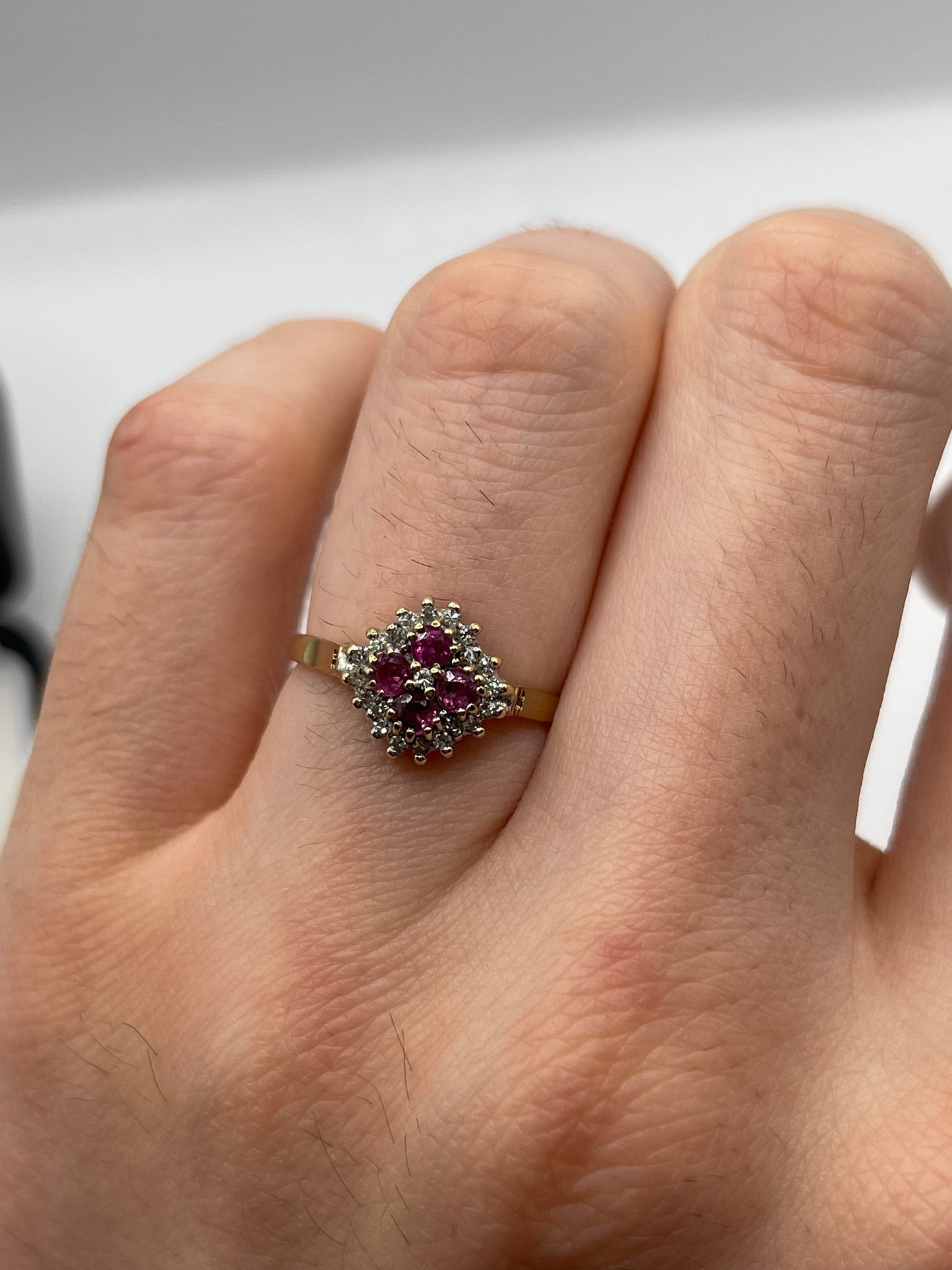 9ct gold ruby and diamond ring