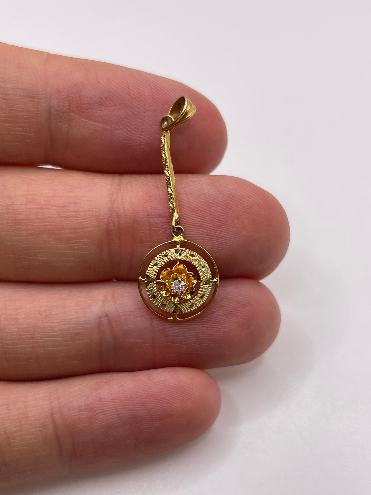 Antique 15ct gold diamond pendant