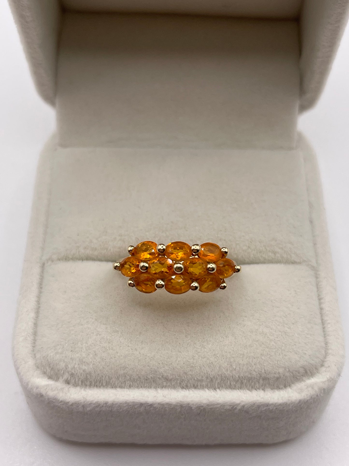 9ct gold fire opal cluster ring