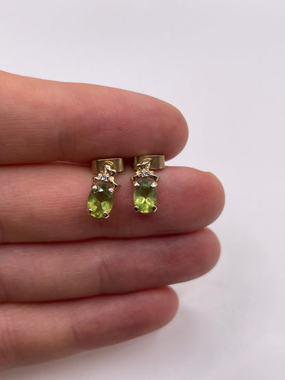 9ct gold quartz and diamond earrings