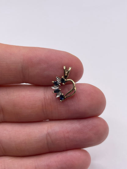 9ct gold sapphire and diamond heart pendant